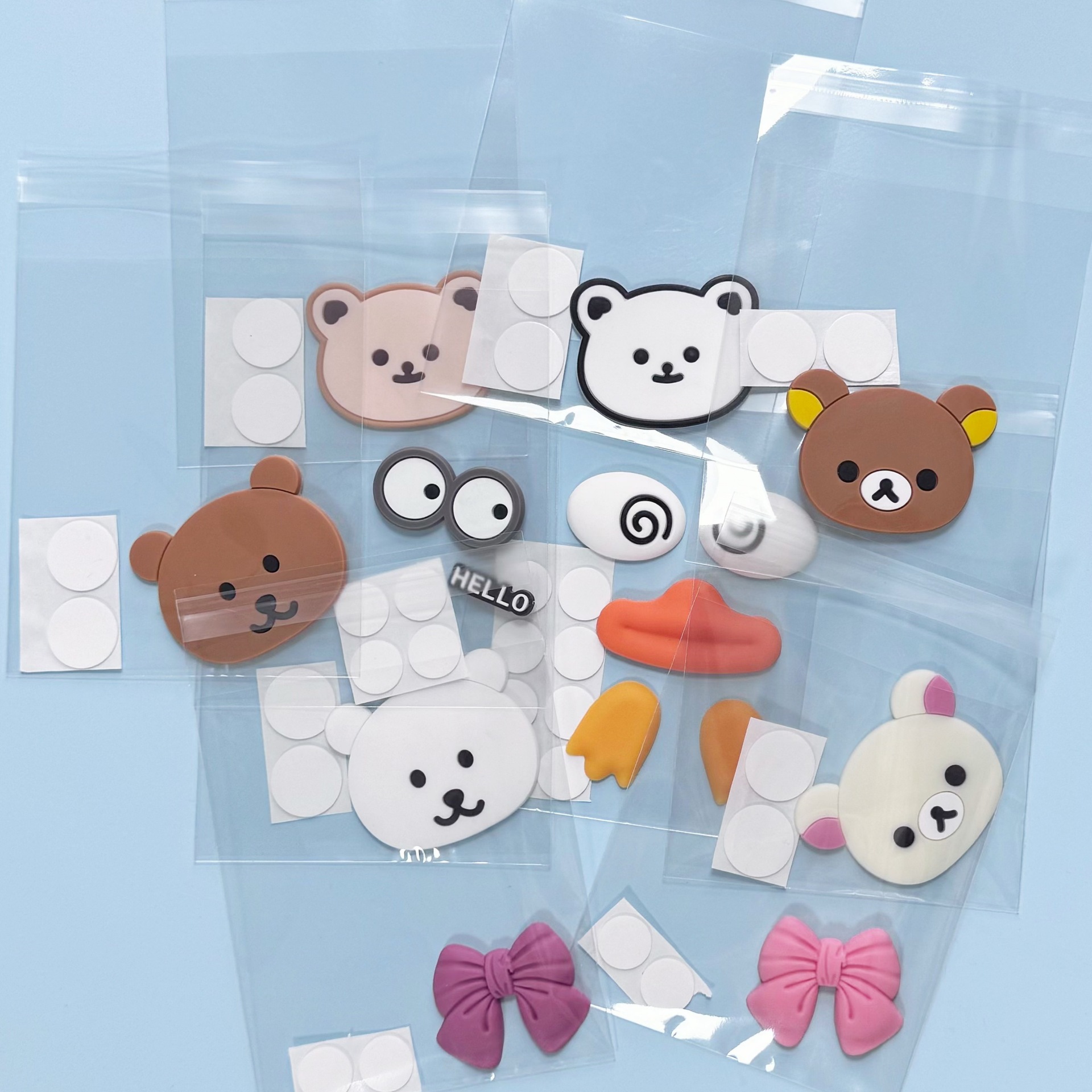 Pvc Soft Glue Patch Accessories Cute Cartoon Traceless Glue Set Home DIY Refrigerator Magnet Mobile Phone Tablet Case Jewelry