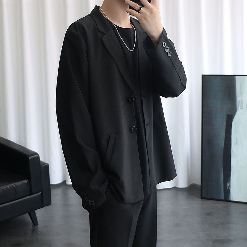 2025 Small Suit Men's Handsome Autum Casual Business Suit Jacket Loose Korean Style Trendyy Handsome Men and Women Same Style