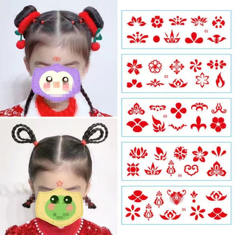 Hanfu eyebrow tattoo stickers Hanfu forehead stickers red dust ancient costume studio TV drama small eyebrow stickers