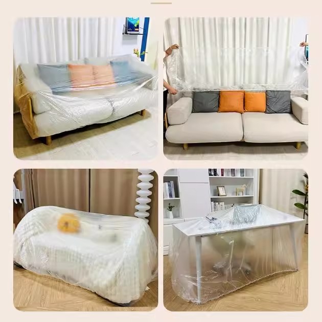 Bedspread Furniture Dust Cover Elastic Drawstring Enlarged Sofa Dust Cover Disposable Decoration Dust-Proof Plastic Film
