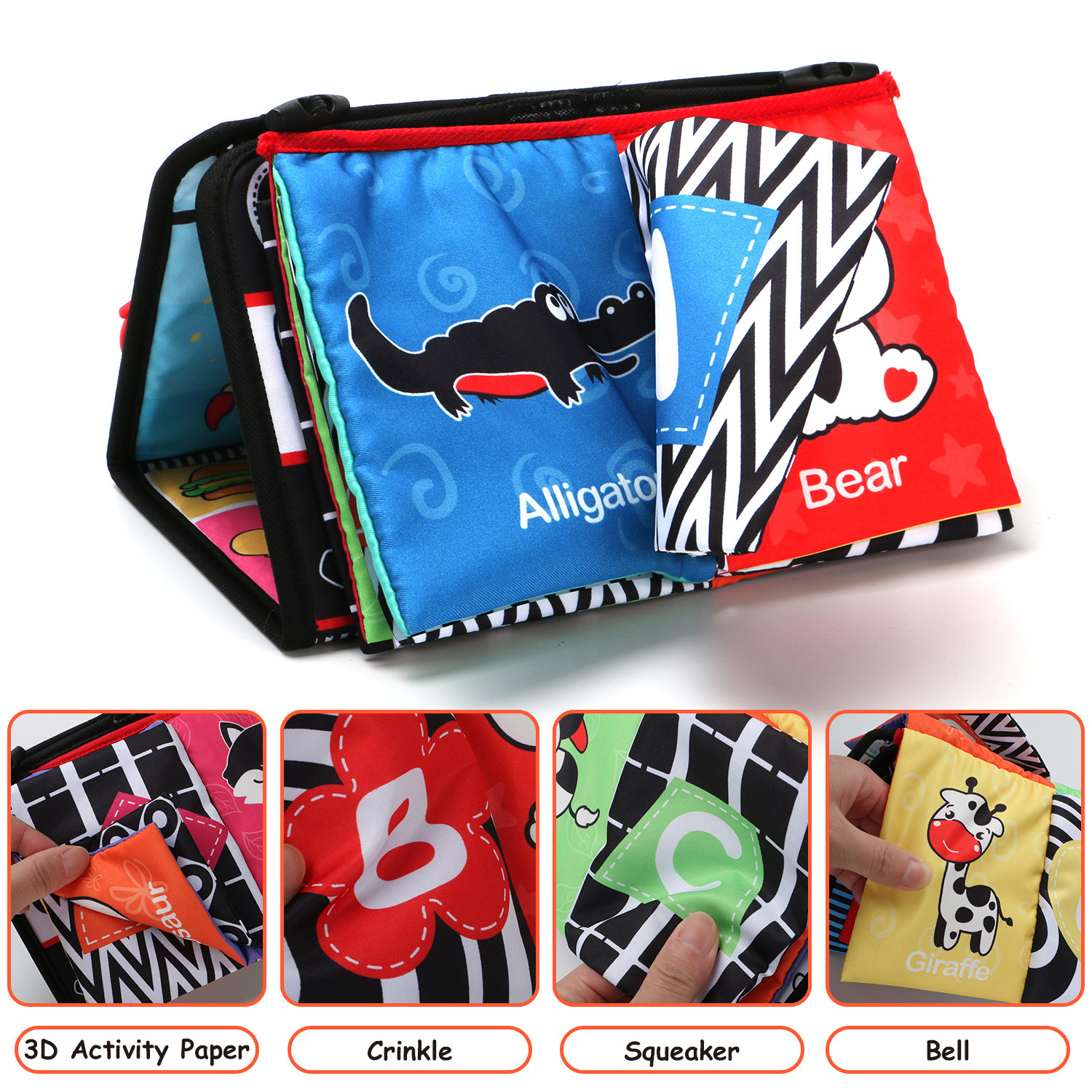 Aipinqi Children's Desk Calendar Cloth Book with Funny Mirror Animal Enlightenment Early Education Amazon Sound Chewable Pendant