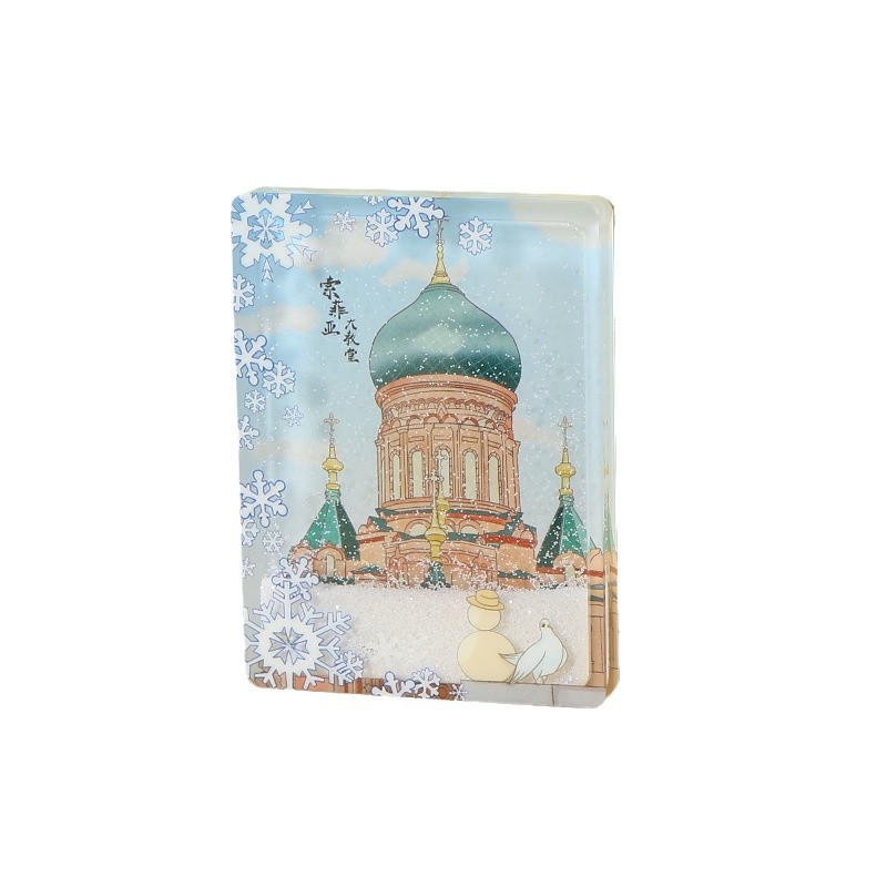 Quicksand Acrylic Refrigerator Magnet Customized Cultural and Creative City Refrigerator Magnet Two-Dimensional Millet Animation Magnetic Flow Linen Customized