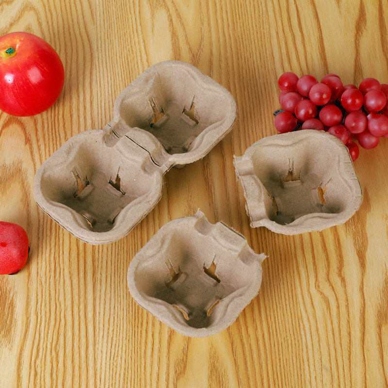 Disposable degradable pulp cup holder takeaway milk tea coffee cup holder base thickened single and double fat cup holder