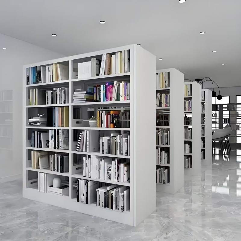 Steel Bookshelf School Library Bookshelf Combination Single and Double-Sided Six-Layer Bookcase Manufacturer