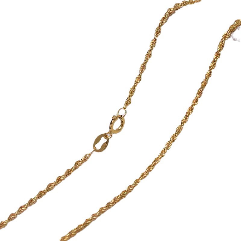 Jinsheng Jewelry 18K Gold Necklace Women's K Gold Au750 Color Gold Twist Hemp Rope Chain Live Gold Wholesale