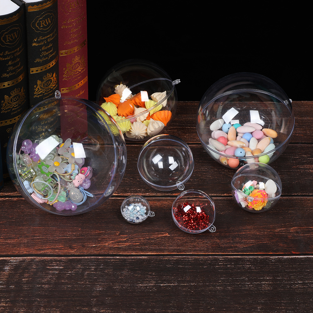 Cross-Border Ps Transparent Plastic Ball Christmas Spherical Acrylic Decoration Christmas Tree Hanging Decoration Hollow Ball Shell