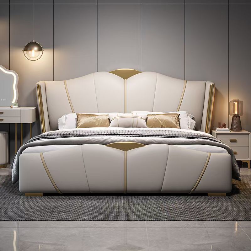 Легкая роскошная современная кожаная кровать 1,8 м простая двойная кровать 2 м х 2,2 для спальни королевская кровать итальянский нормкор с хранением свадебная кровать
