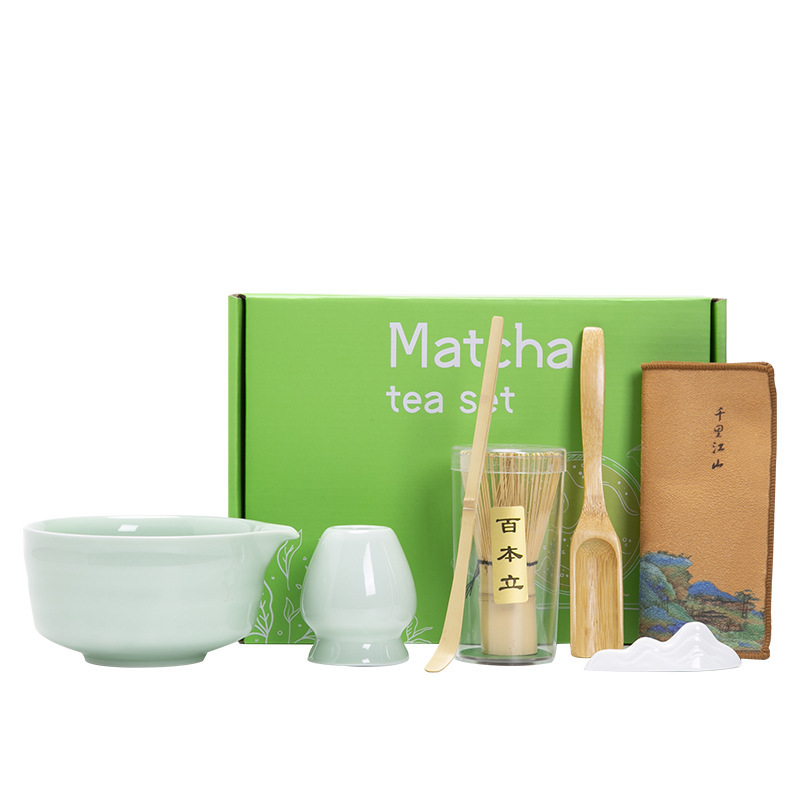 Amazon Ins Style Japanese Ceramic Matcha Bowl with Spout Song Dynasty Tea Making Tools Tea Whisk Stand