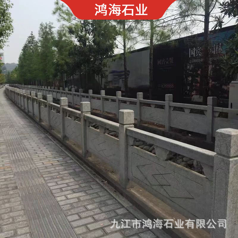 Поставка гранитных перил из белого мрамора, серые каменные ограждения для моста, каменные перила с резьбой