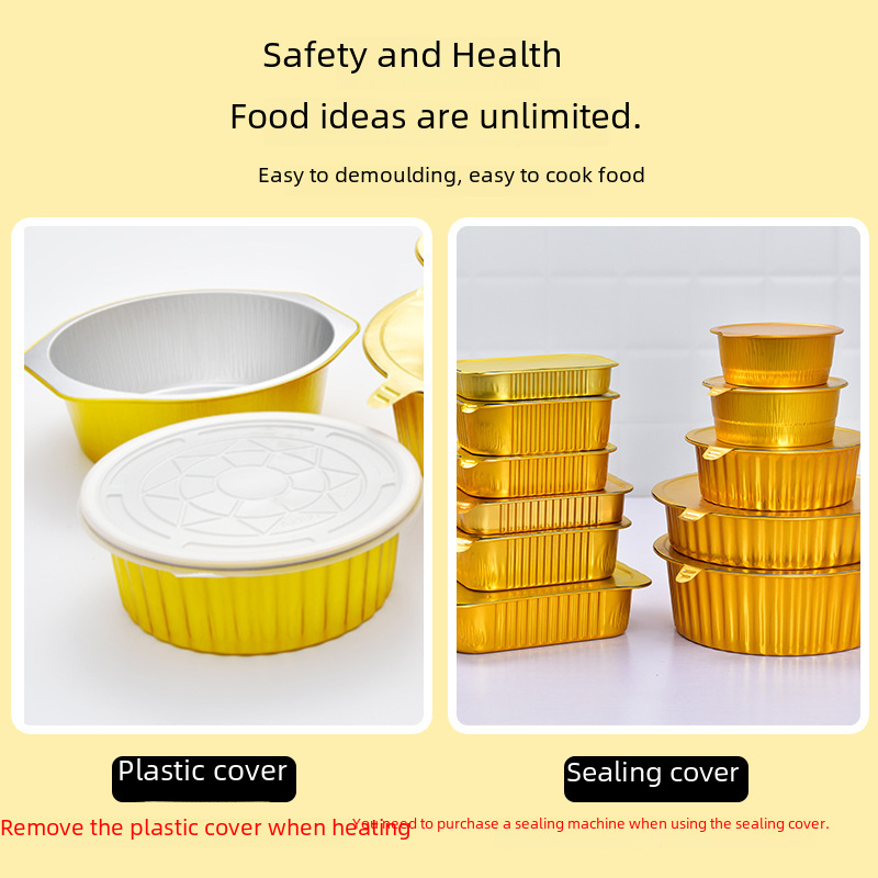 Disposable take-out packing box aluminum foil tin carton hot pot prefabricated dishes Air Fryer oven bowl golden round