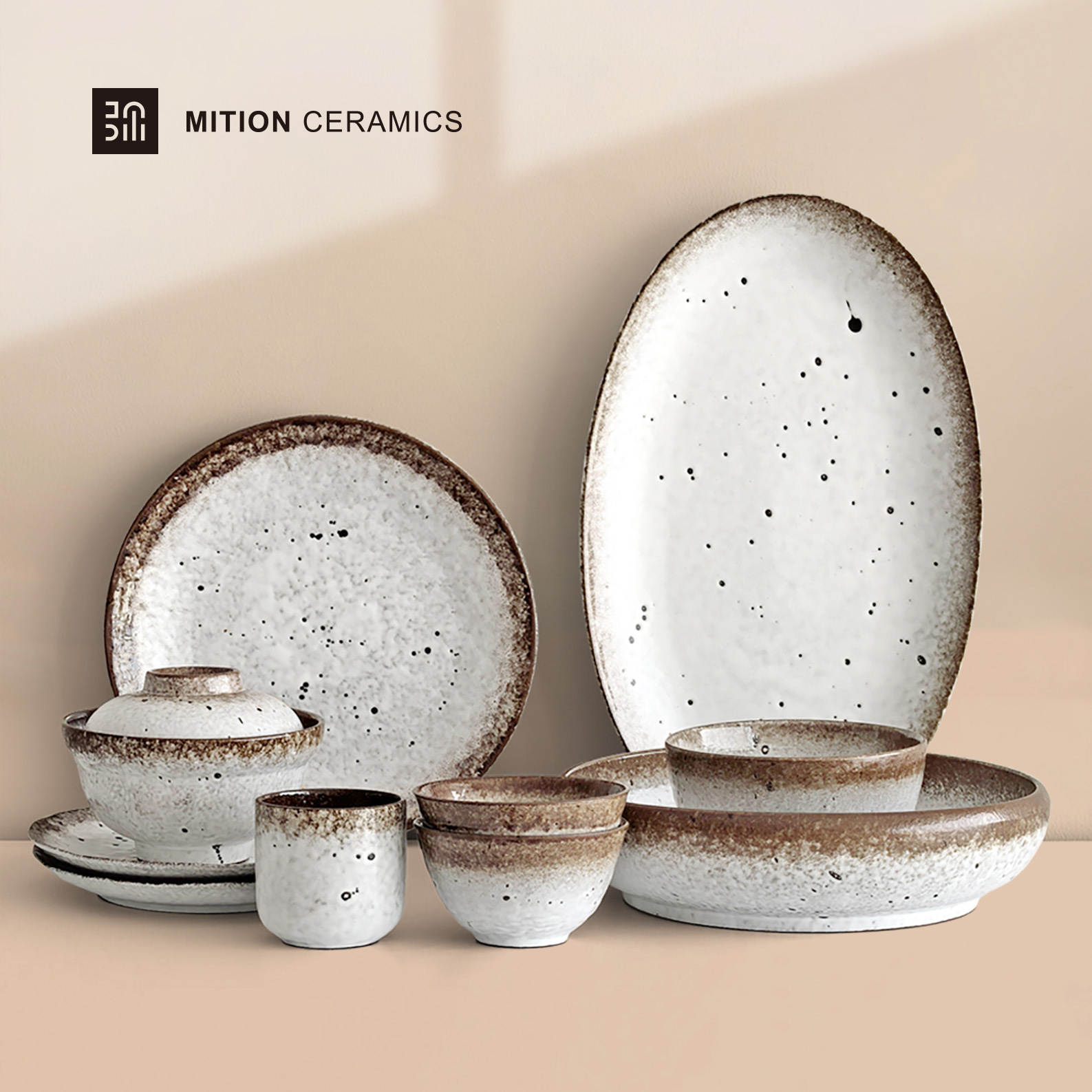 Набор посуды в стиле ваби-саби, ручной работы из каменнойware для дома и отелей, креативные керамические миски, тарелки, ложки, оптовая продажа
