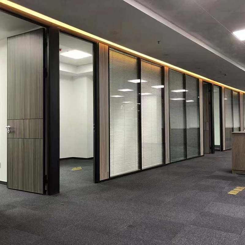 Office Louvered Tempered Glass Partition Wall Frosted All-Steel Fireproof High Partition Aluminum Alloy Profile Wholesale Manufacturer