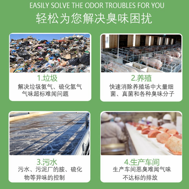 Long-Lasting Deodorant, Rapid and Long-Lasting Deodorization for Industrial Waste Water in Landfills and Farms, Plant Biological Deodorant