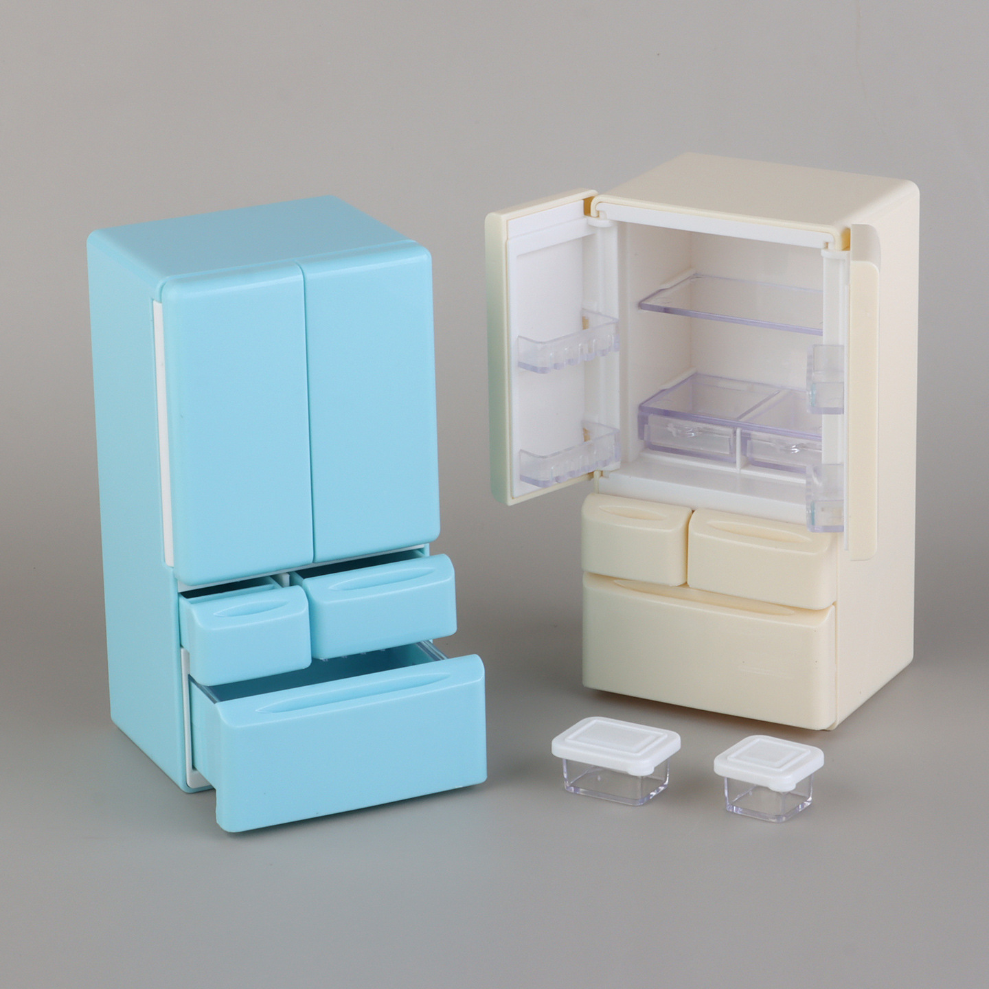 Doll House Mini Furniture Miniature Model Kitchen Scene Play House Toy Double Door 1:12 Refrigerator Freezer