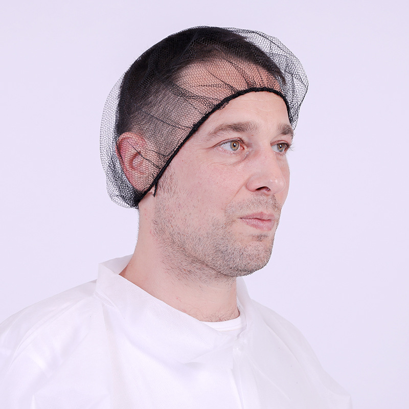 Disposable Nylon Mesh Hat Black Hair Mesh Hat Breathable Hood Catering Anti-Hair Loss Hat Food Factory Hair Cover