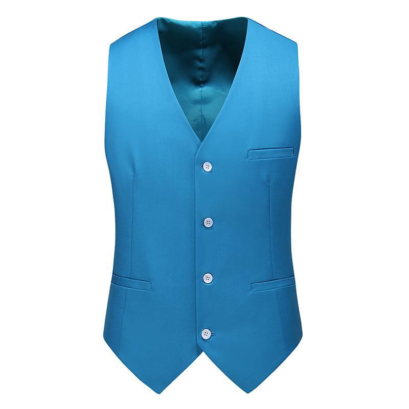 Foreign Trade Cross-Border Men's Vest Suit Vest Solid Color Casual Business Suit with Cardigan European Size Men's Clothing Wholesale