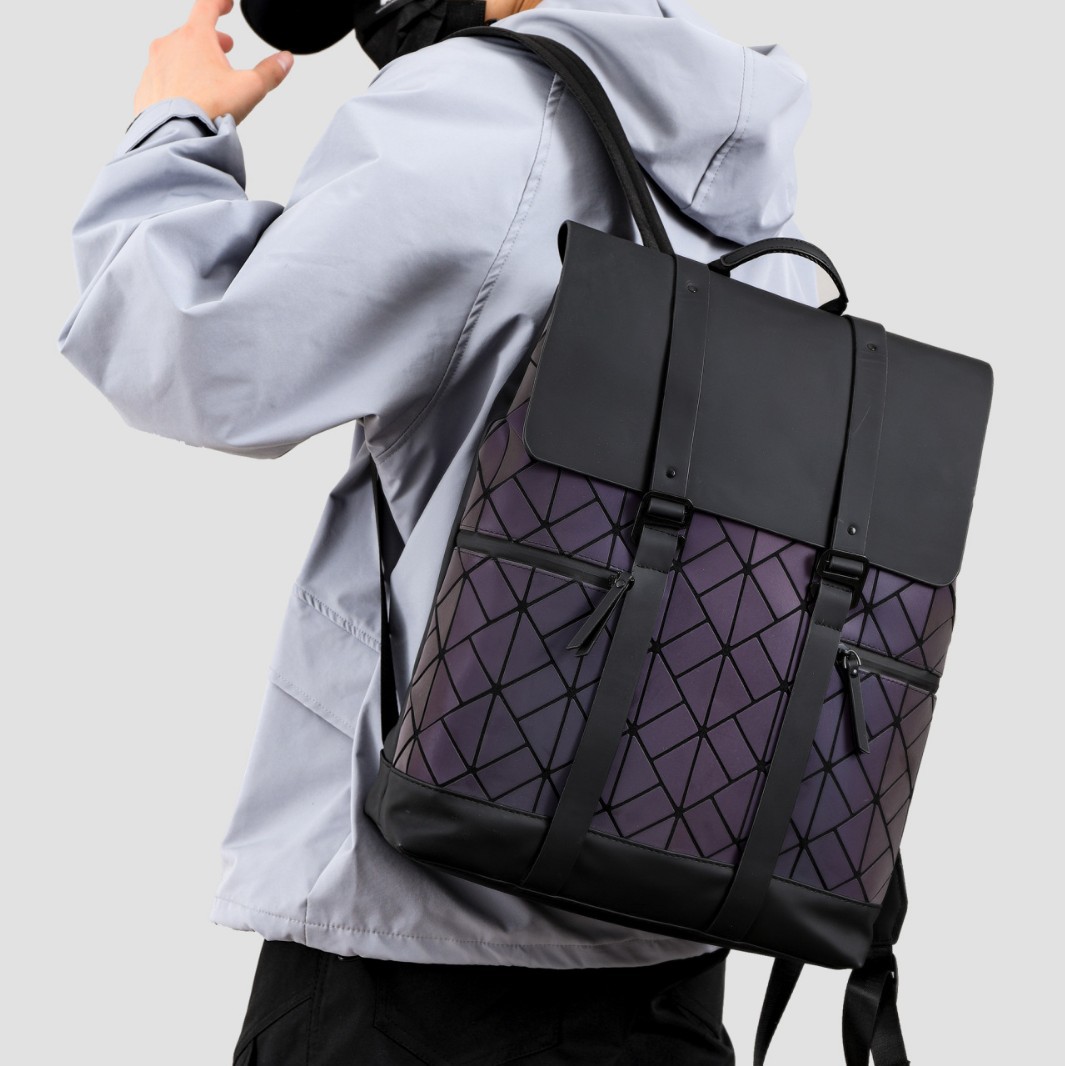 Business Men's Backpack Large Capacity Travel Bag Lingge Multifunctional Travel Computer Backpack Logo Printing Pattern