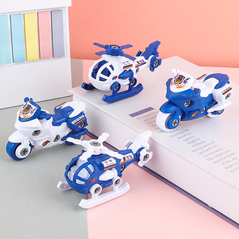 Children's DIY Disassembly Police Car Toy Airplane Motorcycle Model Car Kindergarten Baby Small Gift Street Stall Wholesale