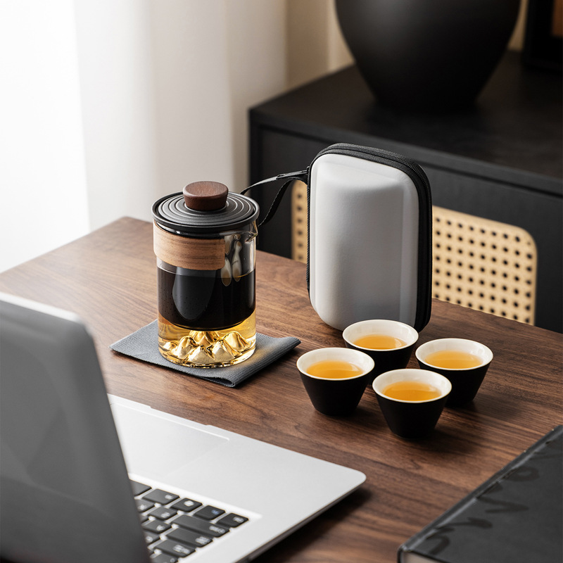 High-End Portable Outdoor Travel Tea Set Kung Fu Teapot One Pot Three Cups Quick Cup Company Event Gift