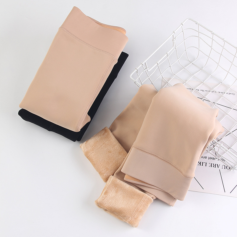 Bare Leg Artifact Women's Autumn and Winter Naked Skin Color One fleece-lined Thickened Black Leggings Pants Exterior Wear 7015