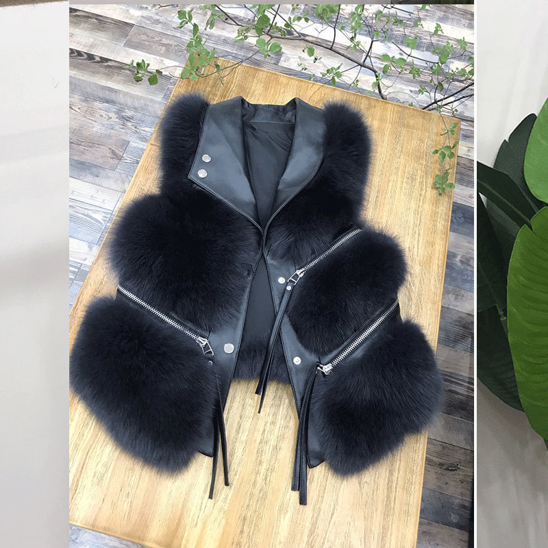 Fur Vest Women's Short Outwear Slim Fashion Young Style Winter Versatile 2023 Splicing Imitation Fox Fur Winter