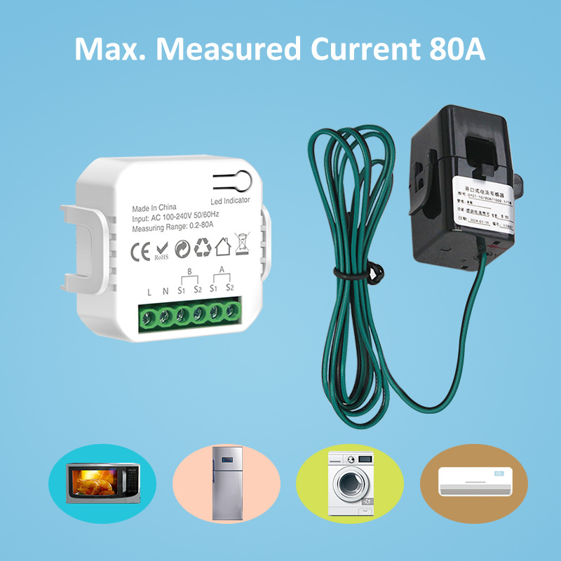 Tuya graffiti smart two-way 1/2 channel electric meter WIFI with CT transformer power monitor AC110/240