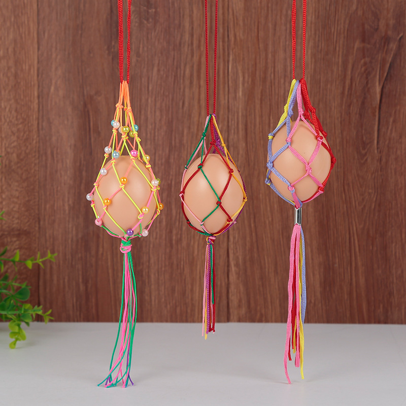 Dragon Boat Festival Kindergarten Children's Egg Bag Dragon Boat Festival Colorful Egg Duck Egg Hanging Neck Egg Net Egg Bag Hand-woven Finished Products