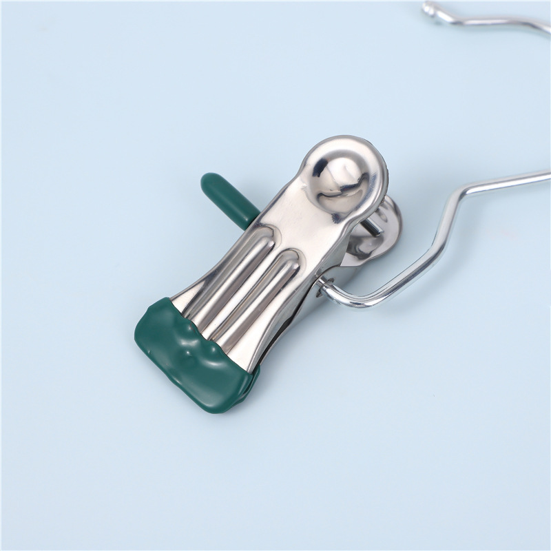 Three-character clip stainless steel clothes universal clip storage shorts clip fabric clip home socks drying clip hook wholesale