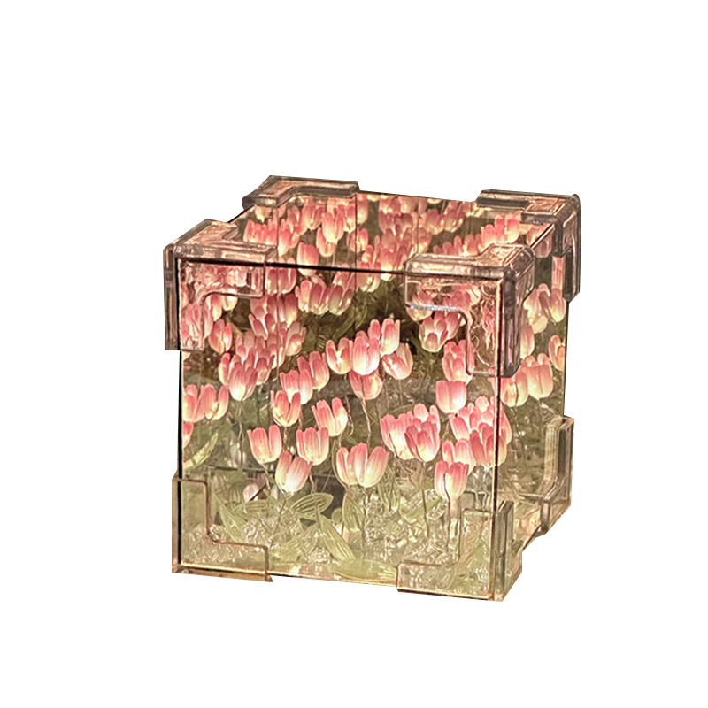 Girl's Birthday Gift Flower Sea Rubik's Cube Tulip Nightlight DIY Handmade Material Bag Creative Small Toys