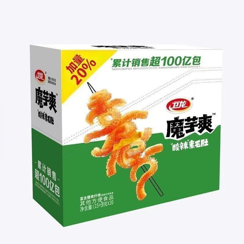 Weilong Konjac Shuang 18g Vegetarian Hairy Tripe Whole Box Spicy Spicy Konjac Shredded Snacks Snacks Vegetarian Meat Spicy Strips Wholesale