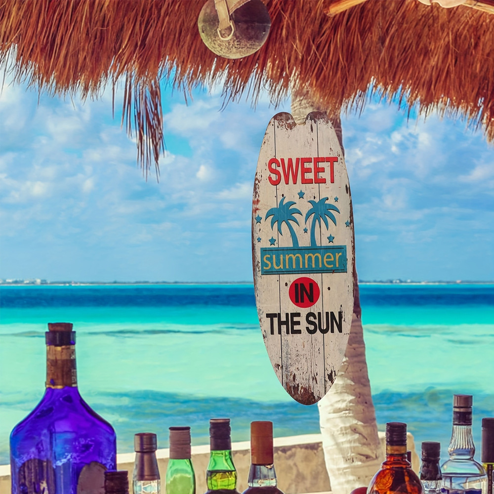 Cross-Border Beach and Ocean Theme Casual Wooden Decorative Sign Surfboard Wooden Bar Wall Retro Decorative Sign