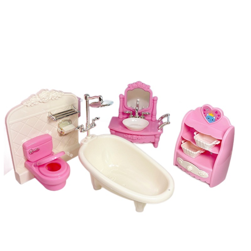 Simulated Miniature Dollhouse Bathroom Accessories, Plush Doll Accessories, Bathtub Toys, Mini Toys Complete Set