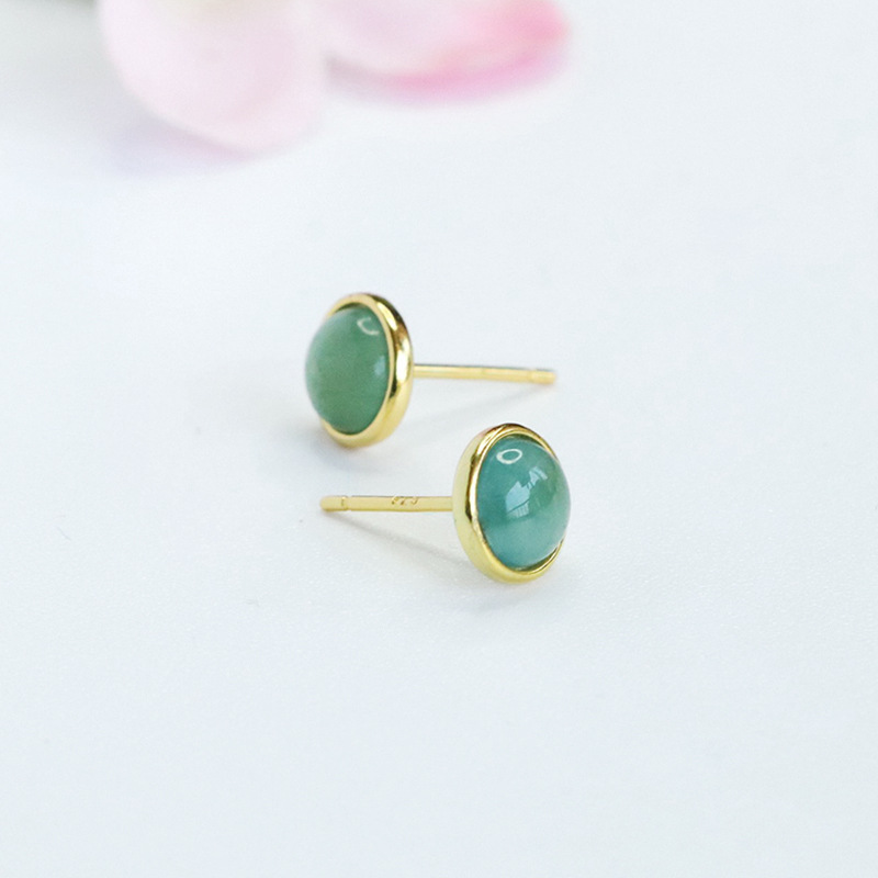 Juanyu S925 Silver Inlaid Natural A-Grade Jade Earrings Blue Water Jade Earrings Live Wholesale Fc5051201