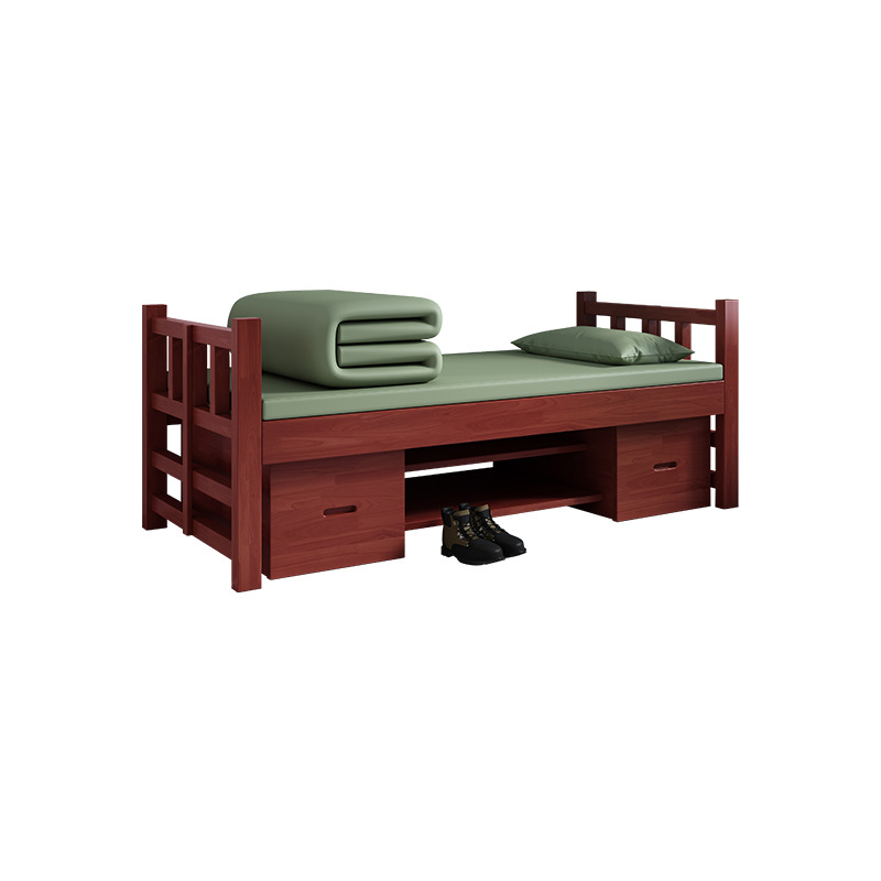 Standard Single Person Solid Wood Bed Thickened Bed Customized 14 Standard Combination Barracks Furniture Engineering Customized Military Training