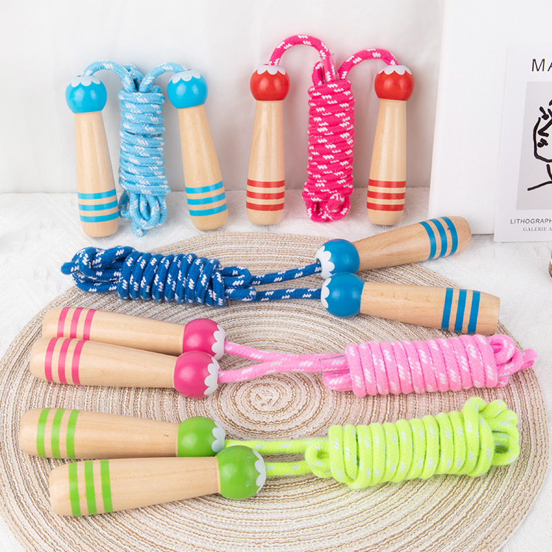 Детская веревка для скакалки из дерева для учеников начальной школы регулируемая детская мультяшная ручка для мальчиков и девочек игрушки