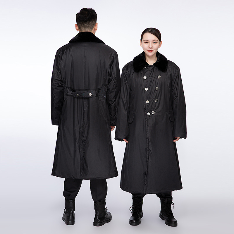 Military Cotton Coat Men's Winter Cold-proof Extra-knee Fur-lining Yellow Coat Removable Inner Thickened Security Coat