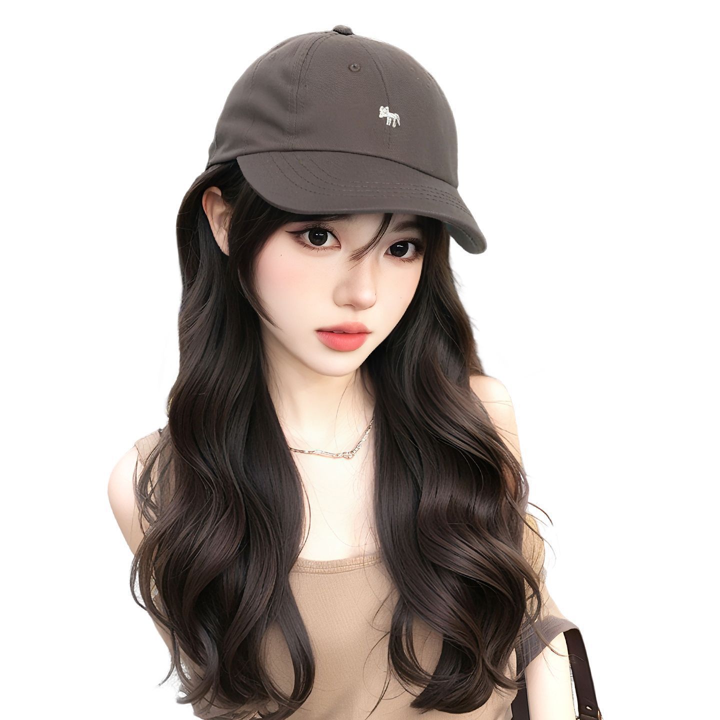 Wig and Hat Integrated Women's Autumn and Winter New Natural Age-Reducing Little Fox Baseball Cap Full Headgear