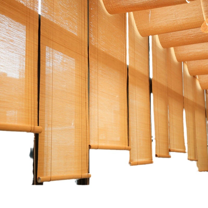 Bamboo Curtain Engineering Roller Curtain Door Curtain Sunshade Sunscreen Study Room Balcony Tea Room Shading Roll-up Bamboo Curtain