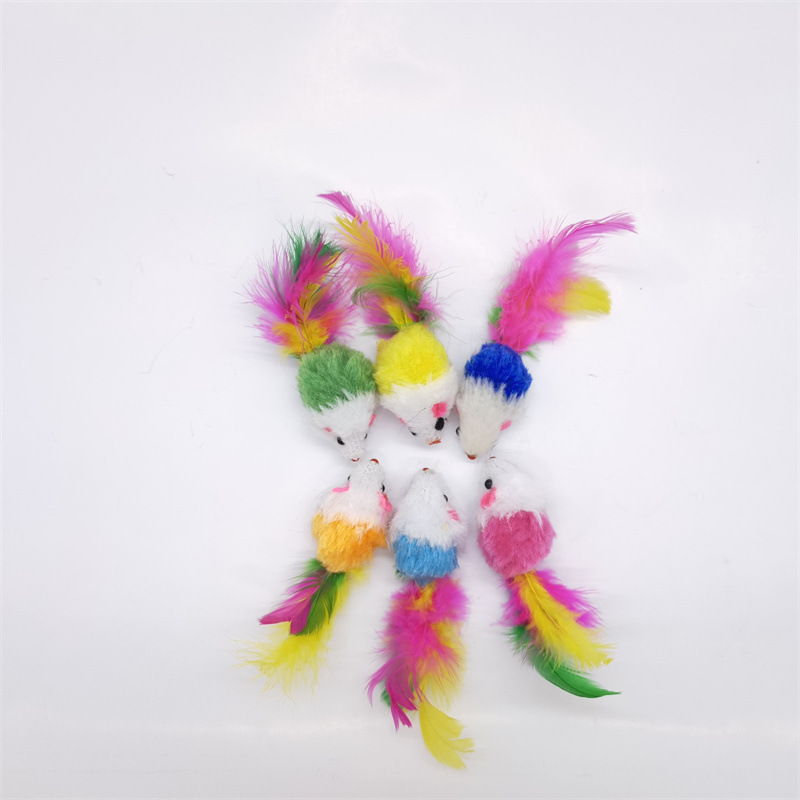 Cat Interactive Toy short plush colorful flying mouse funny cat mouse self-Hi relieving stuffy prey toy pet cat toy