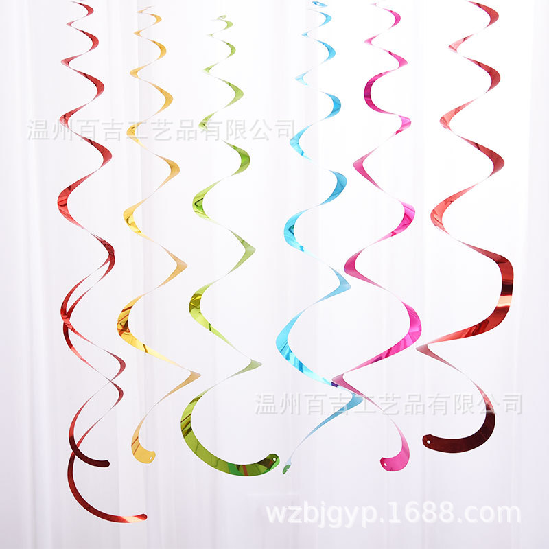 Cross-Border Amazon E-Commerce Holiday Spiral Pendant Pvc Black Gold Spiral Pendant Graduation Party Decoration Pendant