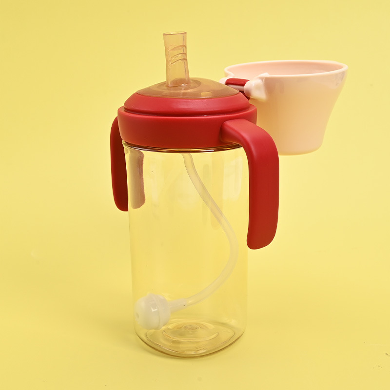 Newborn flip cup to drink milk to drink water a bottle of dual-purpose straw bottle fall resistant high temperature resistant bottle in stock wholesale