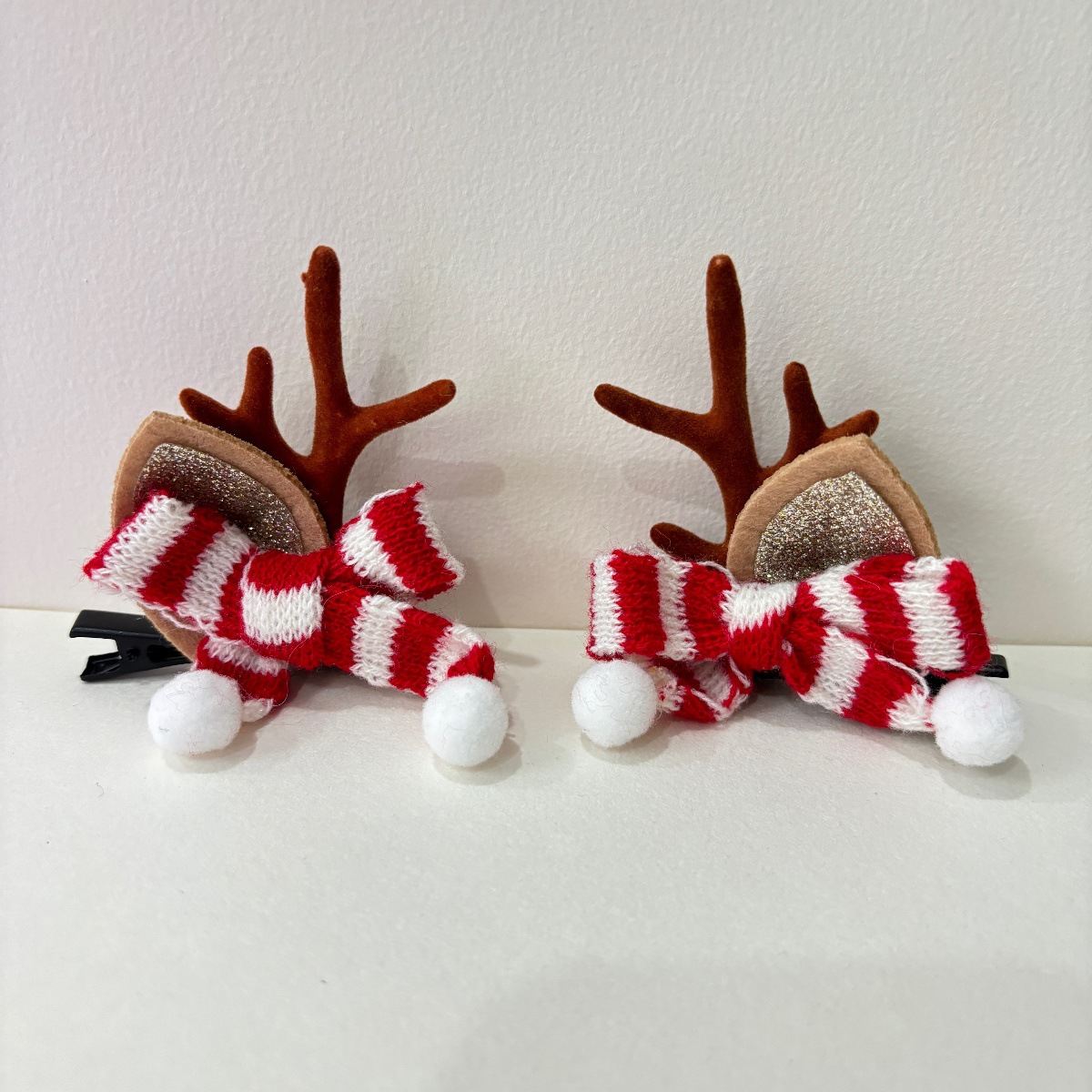 2025 New Christmas Children's Red Scarf Antlers Elk Headwear Girls Hairpin Santa Claus Hairpin