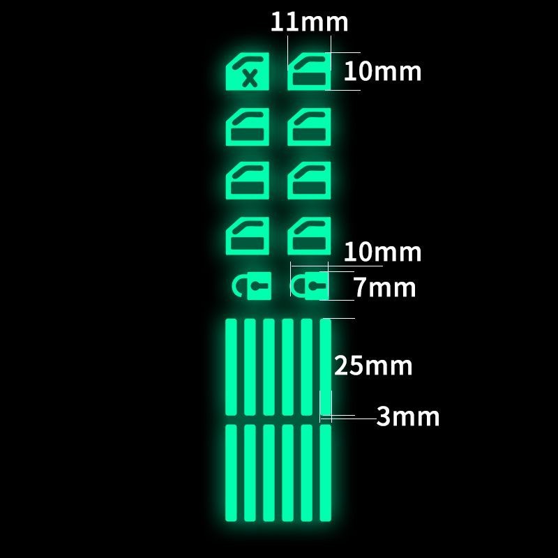 Кнопка переключателя функции в автомобиле, цветная светящаяся наклейка, антивандальная, износостойкая наклейка для переключателя стеклоподъемника