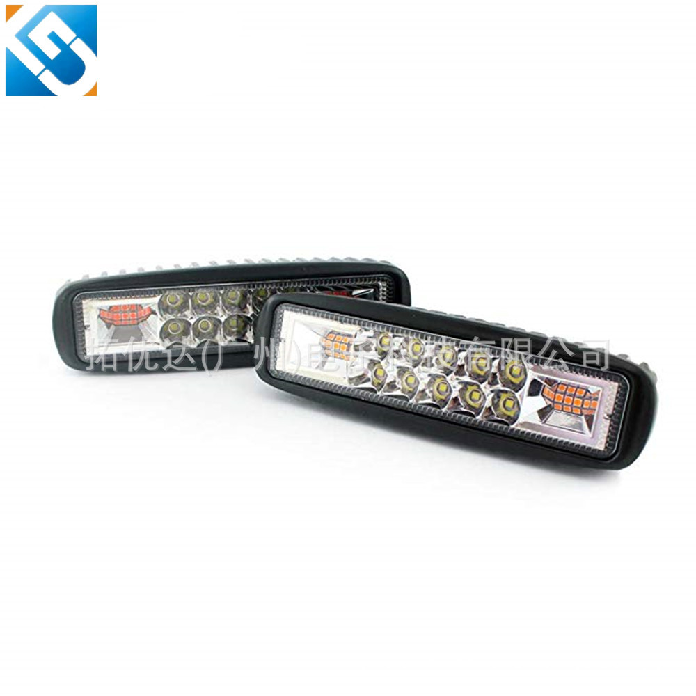 Светодиодный рабочий свет автомобиля 48W двухцветный боковой мигающий свет для внедорожников и мотоциклов