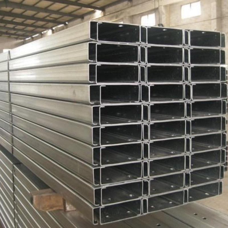 Tianjin National Standard C-Shaped Steel Purlins, Diagonal Beams, Columns, Photovoltaic Brackets, Hot-Dip Galvanized Punched Roof Purlins, Galvanized C-Shaped Steel