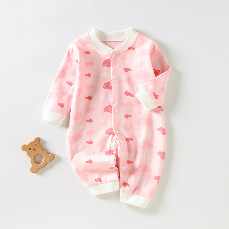 Combed Pure Cotton Printed Baby Jumpsuit Baby Long-sleeved Climbing Suit for Newborns Super Cute Haxi Baby Home Clothes