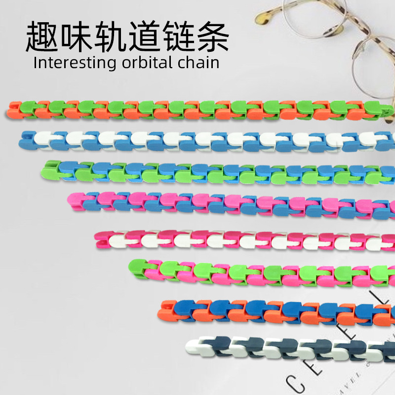 Cross-Border Products 24-Section Bicycle Track Chain Wackytracks Fluid Bracelet Bone Festival Vent Toy