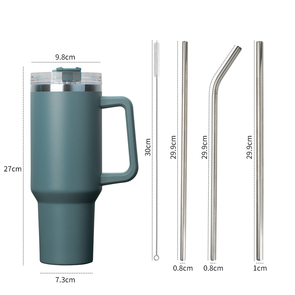 US Amazon 40oz car cup straw 30oz large capacity ice bully cup 304 stainless steel straw suit