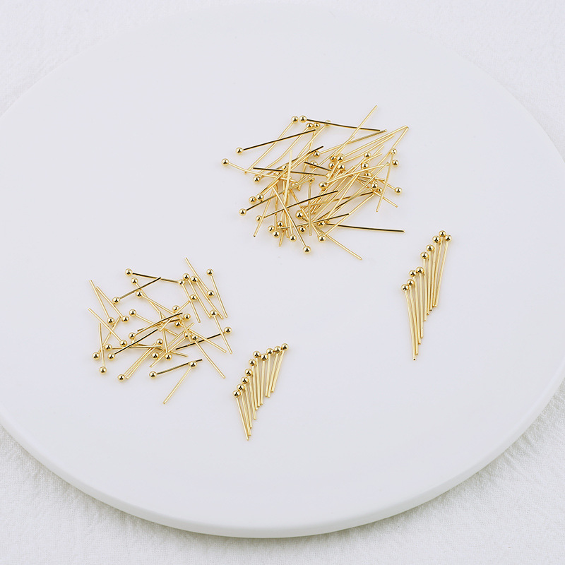 Handmade beaded needle jewelry accessories material 18K gold color retention round needle ball needle copper bead needle