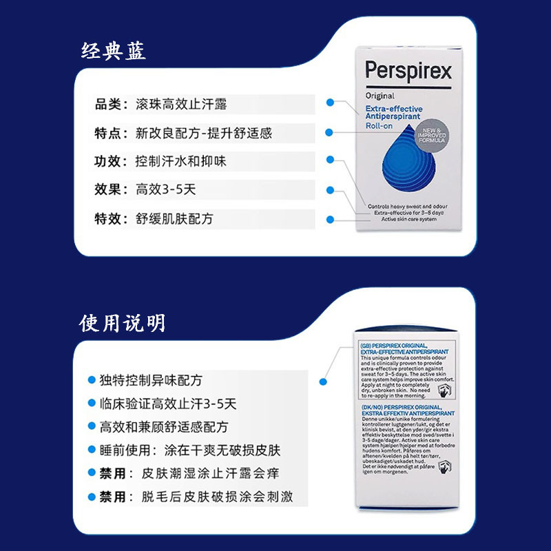 Danish Perspirex Antiperspirant Deodorant Roll-On for Underarms, Effective Odor Removal, Deodorization, Odor Suppression, Refreshing Roll-On